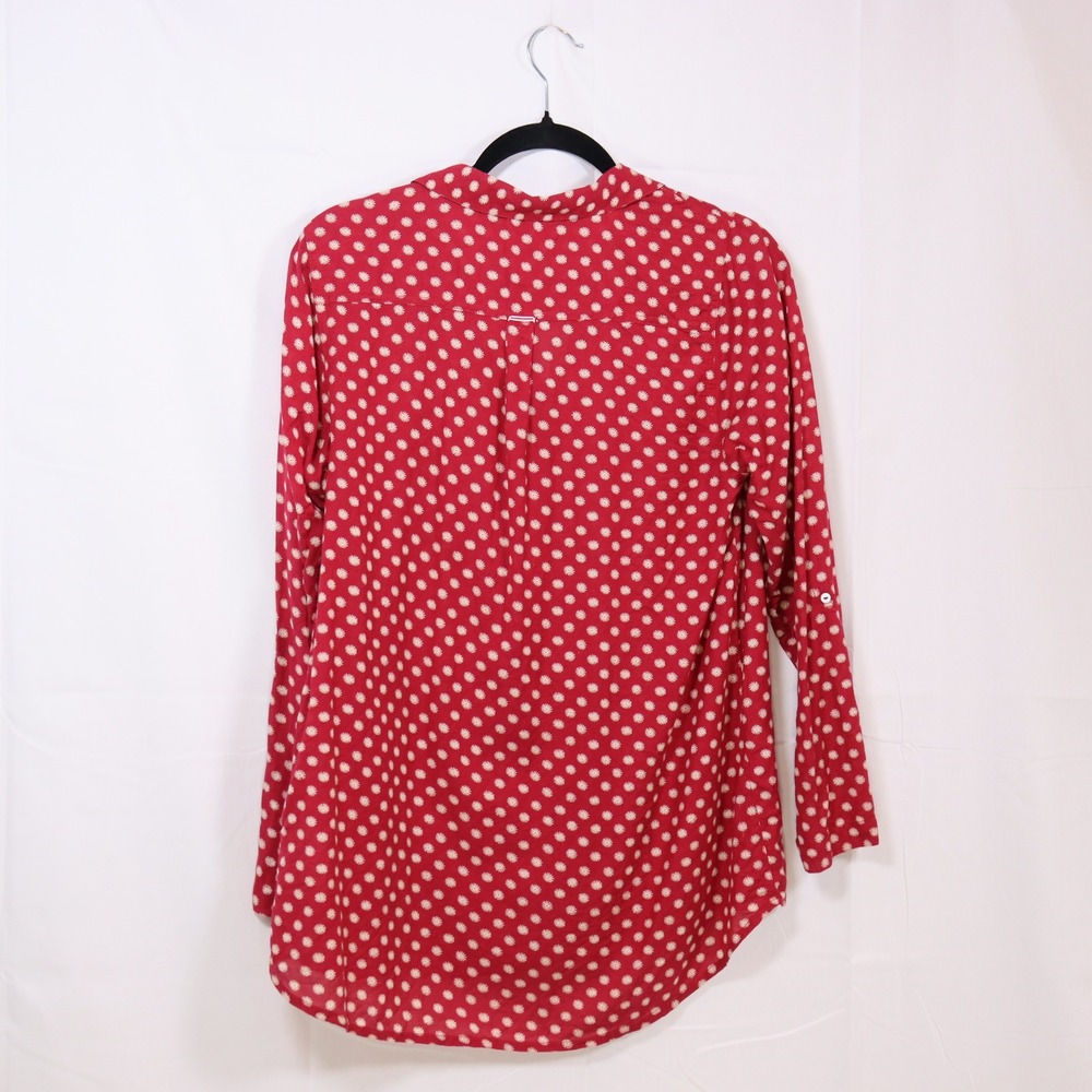 White Stuff Button Down Shirt 12 Red Womens Floral Long Sleeve Blouse